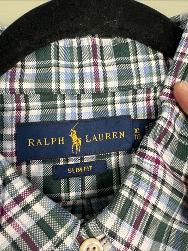 Camisa Ralph Lauren Para Hombres Con Botones Talla XL Calce Ajustado Manga Corta A Cuadros - Imagen 4 de 9