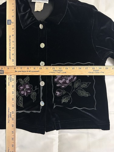 Jessica Howard Vintage Women’s Black Velvet Velour Jacket Sz 6 Embellished - Picture 5 of 6