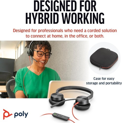 Poly Blackwire 8225 USB-C/A Wired Headset –ANC Noise Cancelling Teams Teams Zoom - Picture 6 of 14