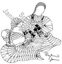 Girls with flowers Digital pdf file to print  bobbin lace pattern cca 15 x 15 cm