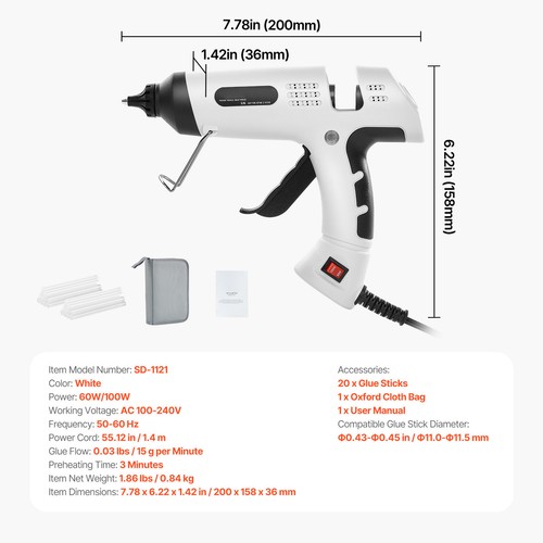 Uimoso Mini Hot Glue Gun with 60/100W Dual Power and 20 Pcs Glue Sticks - Picture 7 of 11