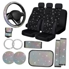 17 Pack Bling Car Seat Covers Set Car Diamond All Part Bling/Multicolor