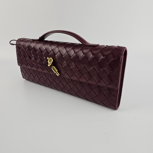 Bottega Veneta Andiamo $3200 Barolo Red Clutch New And Authentic - Picture 11 of 12