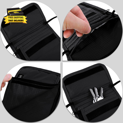 Cartera Cuello Viaje Bloqueo RFID, Soporte Pasaporte Impermeable para Viaje, Portátil - Imagen 6 de 7