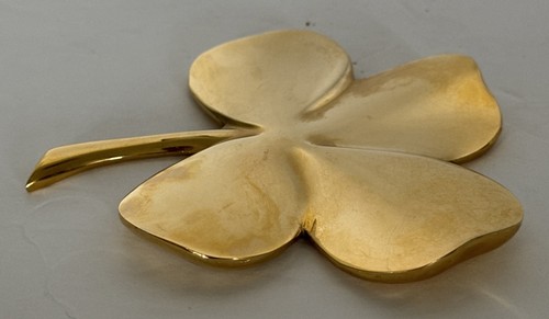 Four Leaf Clover 24K Gold Electro Plate On Brass 4" x 4.5" Vintage Beautiful - Picture 7 of 8