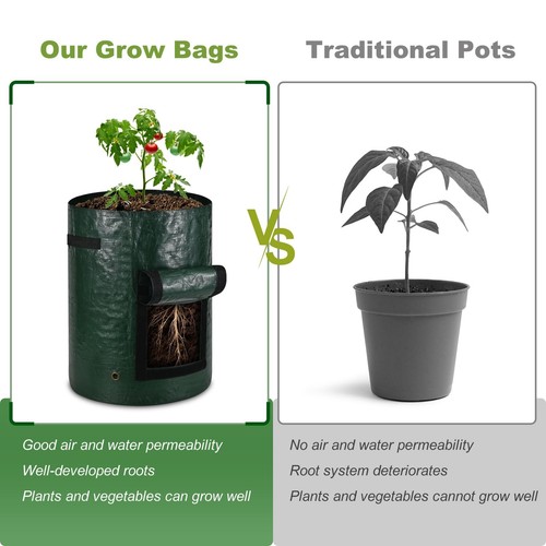 5-Pack 5 Gallon PE Potato Grow Bags,Breathable Thickened Fabric Pots with Fla... - Picture 6 of 7