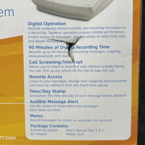 AT&T Digital Answering Machine Model 1739 White Reliable NEW Open Box - Zdjęcie 6 z 9