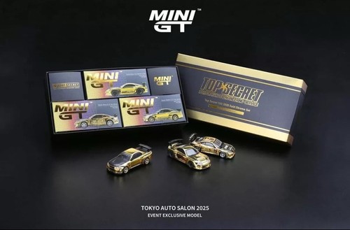 Mini GT 1/64 Top Secret 881 S15 882 Gtr R34 883 Supra Tas 2025 Gold Chrome Set - Bild 1 von 4