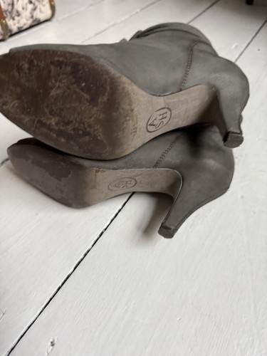 Ash Iggy Leather Ankle Boots Lace Up Open Toe Slate Grey/Khaki - Size UK3 EU36 - Picture 5 of 14