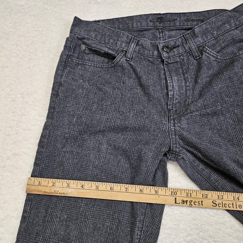 Pantalones de mezclilla para hombre 7 For All Mankind 30x25 negros a cuadros ajustados elásticos Rocker Street - Imagen 8 de 16