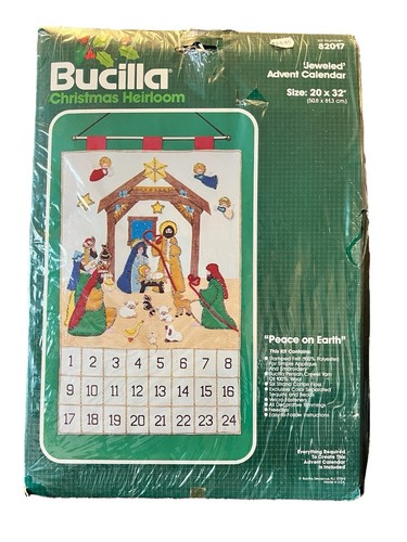 Bucilla 82017 Peace on Earth Nativity Jeweled Advent Calendar Kit Christmas NEW
