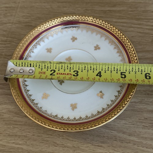 LIMOGES FRANCE RARE REPLACEMENT SAUCER GILT & RED BORDER GILD Near MINT Vintage - Picture 8 of 8
