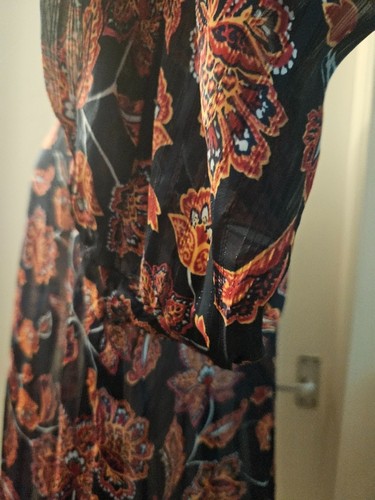 Democracy Blue Floral Long Sleeve Sheer Womens Ladies Blouse Size 2X - Picture 12 of 15