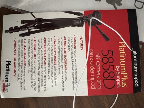 Sunpak 5858D Tripod Black Gently Used Photo Video Quick Release W/ Phone Mount - Picture 7 of 8