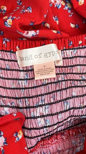 BAND OF GYPSIES rotes geblümtes Midikleid S Viskose ärmellos Sommerkleid Boho Knopf - Bild 9 von 9