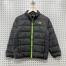 North Face 550 Down Puffer Jacket Youth Boys Medium Size 10/12 Black Green