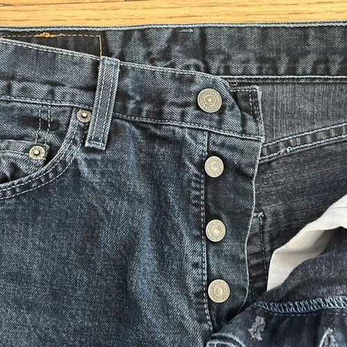Vintage 90s Levi's 501 Jeans USA Straight Leg Black Denim 29x32 Actual (29x27) - Bild 9 von 12
