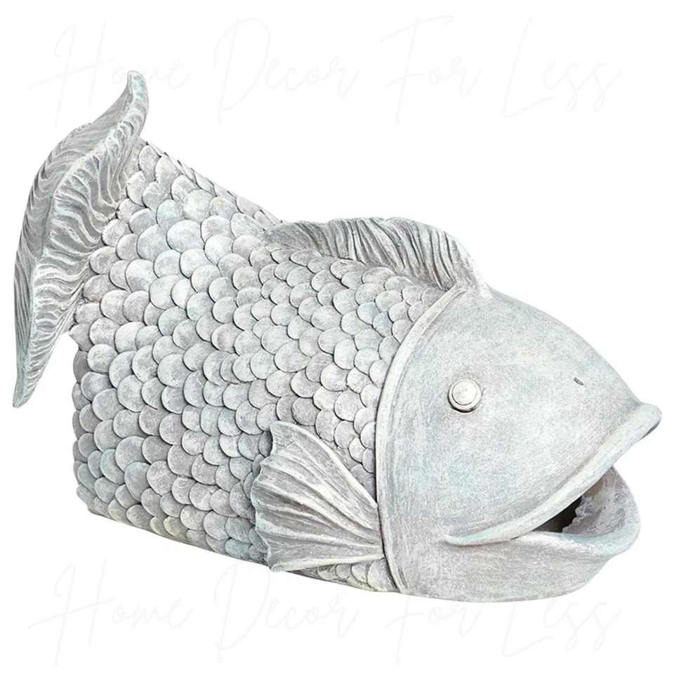 Antiqued Patina Koi Fish Downspout Cover Extension Statue Rain Gutter Sculpture - Image 4 of 4