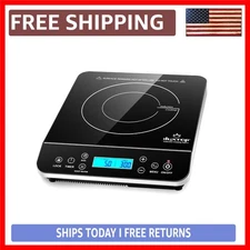 Luxurious Silver Portable Induction Cooktop Burner - 1800 Watts with LCD Touc...