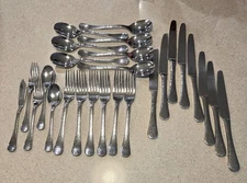 GINKGO LAFAYETTE Stainless 360 Glossy Hammered Flatware Lot 26 Pcs