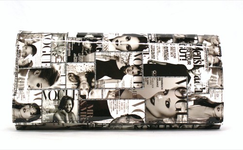 NEW LADIES MAGAZINE PRINT NEWSPAPER CLASP PARTY EVENING CLUTCH HandBAG - Picture 4 of 9