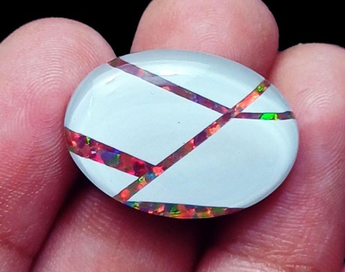 Piedra preciosa suelta de ópalo de fuego etíope arco iris doblete natural 14,90 quilates - Imagen 4 de 8