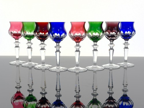 NACHTMANN MARILYN CUT-TO-CLEAR CASED CRYSTAL CORDIAL GLASSES - SET OF 8 - Picture 2 of 10
