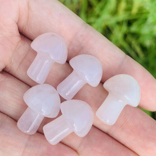 Natural Pink Rose Quartz Crystal Carved Mini Mushroom Healing Energy Stone Decor - Picture 16 of 24