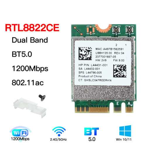 Realtek RTL8822CE M.2 Network Card Dual Band 802.11ac WiFi Bluetooth 5.0 Adapter - Picture 1 of 6