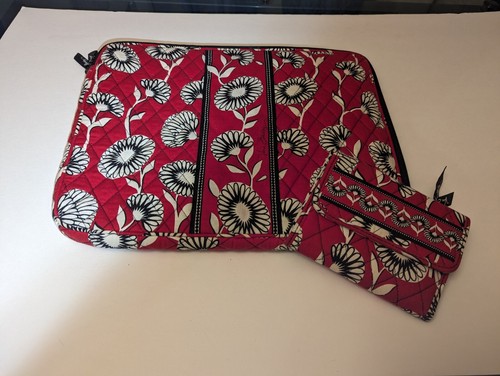 Vera Bradley Red White Black Deco Daisy Laptop Sleeve Zip Houndstooth & Wallet - Picture 9 of 12