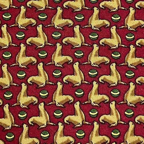 Brooks Brothers Makers Merchants Men's Necktie Silk Red Brown Novelty Seals 3.5" - Picture 3 of 5