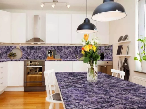 Stunning Amethyst Stone Dining Table Top, Kitchen Slab, Elegant Wall Panel Decor - Picture 6 of 8