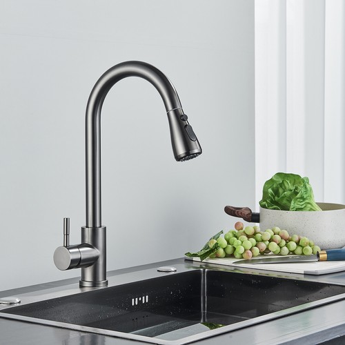 Kitchen Sink Faucet Single Handle Single Hole Pull Down Swivel Sprayer Mixer Tap - Bild 40 von 144