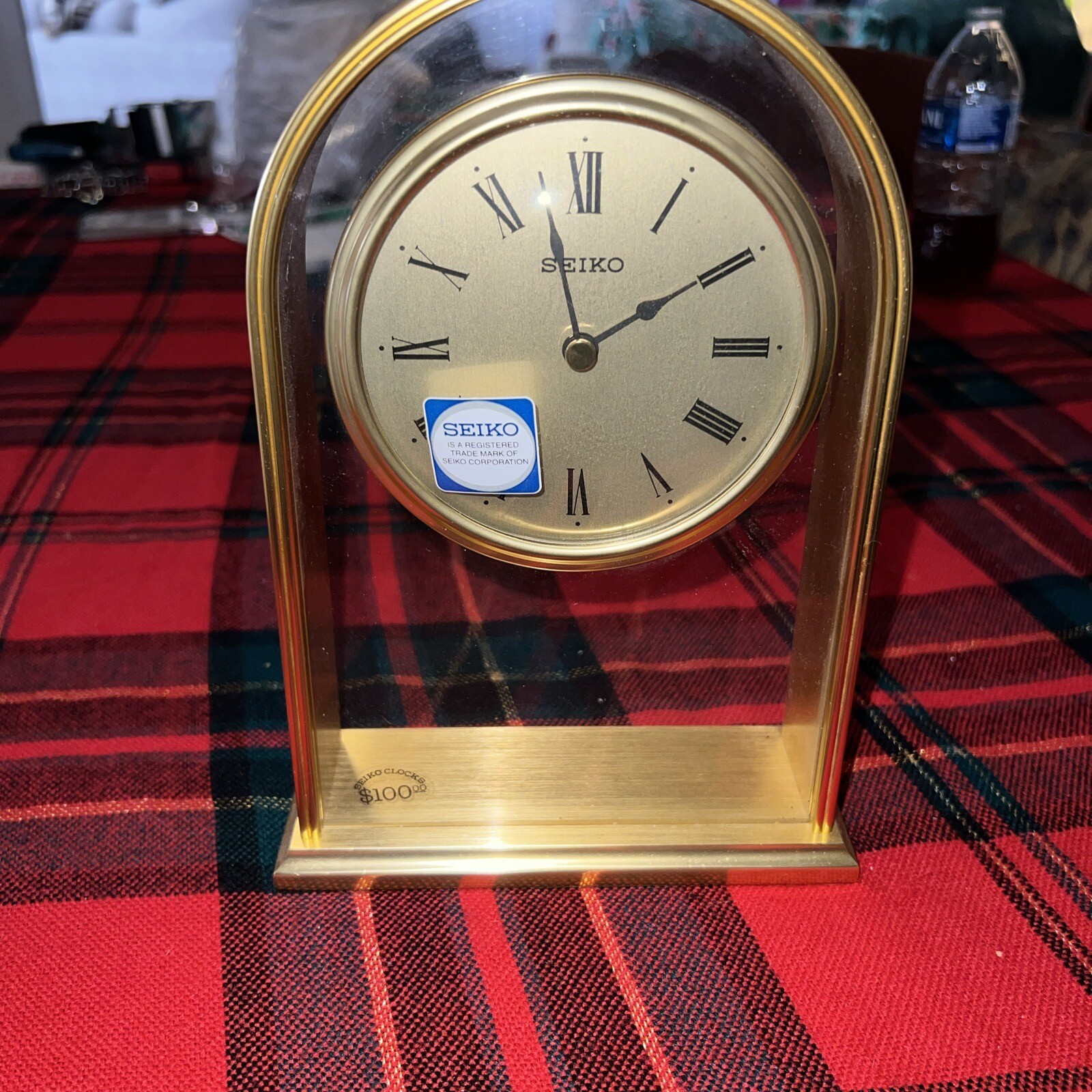 Beautiful seiko Quartz Brass desk Clock With Floating Dial Japan Works