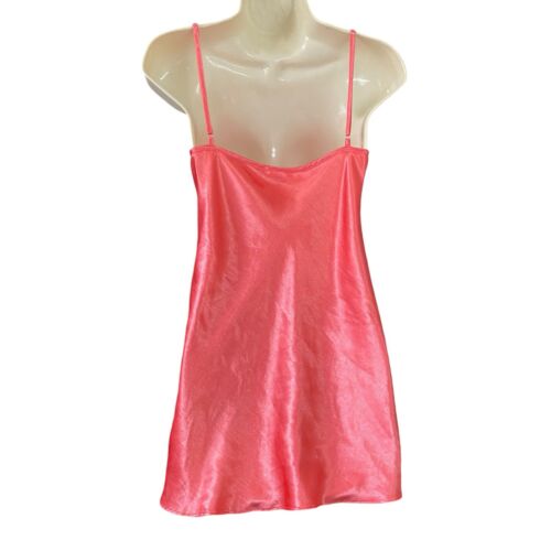Liquid Satin Chemise Womens XL Coral Ecru Lace Dress Babydoll Nightgown Slip - Picture 3 of 8