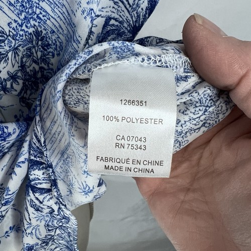 Cupcakes and Cashmere Women's Floral Blouse Top Size Large Blue Cottagecore Boho - Picture 17 of 20