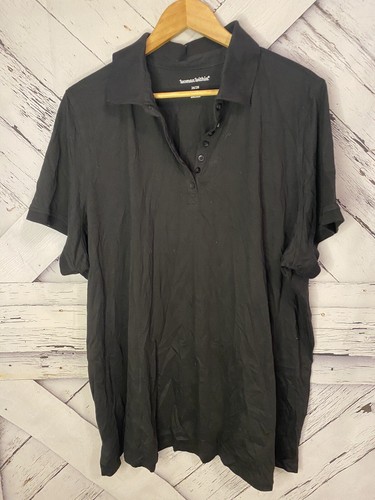 Woman Within Black Polo Shirt Plus Size 2X (26-28) Short Sleeve