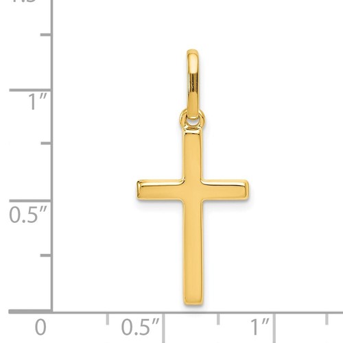 14K Yellow Gold Hollow Cross Pendant K1171 - Imagen 3 de 4