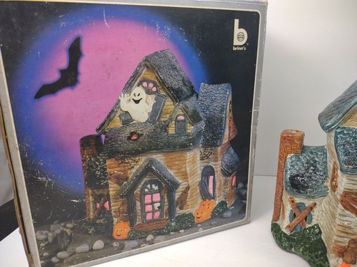 Vintage Halloween Brinn's Ceramic Haunted House Light Nite Lite Box ghost large - Picture 9 of 12