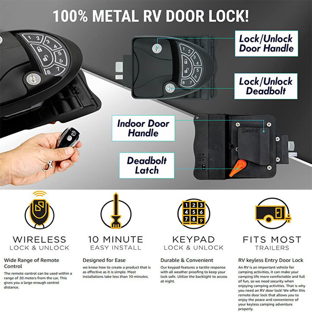 Keyless RV Keypad Entry Door RVLock Handle Knob Deadbolt Camper Trailer