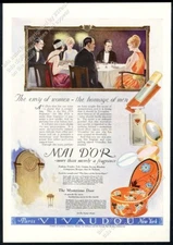 1923 Vivadou Mai D'Or perfume powder talc Mysterious Door art vintage print ad