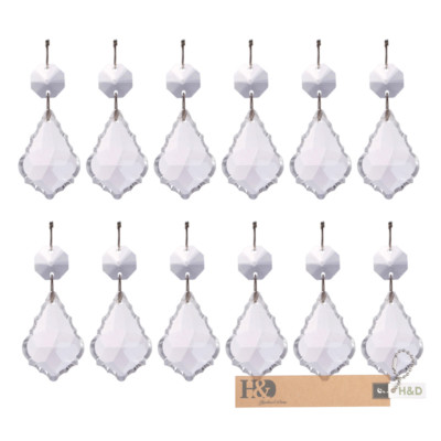 10 Silver Hook Maple Leaf Crystal Prisms Drop Pendant Chandelier Lighting Parts