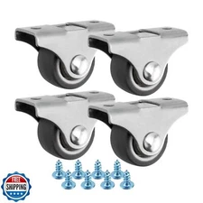 Quacc 4 PCS 1 Inch Fixed Caster Wheels Furniture Directional Casters Mini Cas