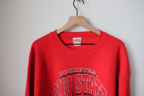VINTAGE Nutmeg Mills Ohio State Buckeyes USA MADE Red XL Sweatshirt 90s Y2K - Picture 2 of 4