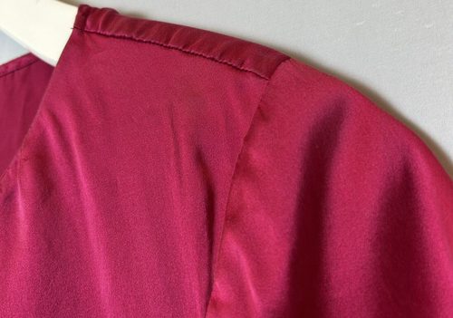 Talbots Top Womens 6 Pink Short Sleeve Blouse 100% Silk Pleated Front - Picture 5 of 15