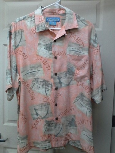 Men's BERMUDA BAY Hawaiian Bahama Short Sleeve Button Down Shirt Medium - Bild 2 von 4