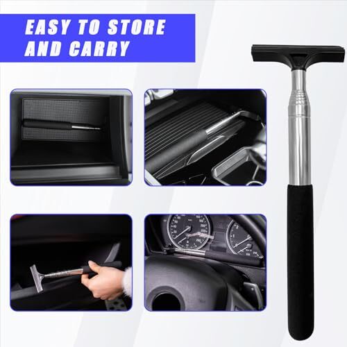 Car Rearview Mirror Wiper, Retractable Auto Glass Squeegee Cleaner with Black - Picture 2 of 6