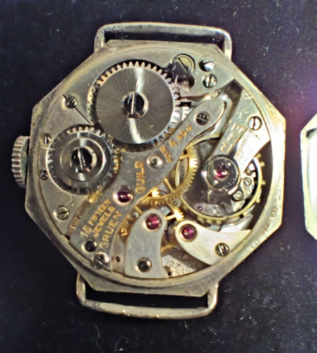 GRUEN 14K SOLID WHITE GOLD WRISTWATCH 15 JEWEL OCTAGON RUNNING KEEPS GOOD TIME - Picture 15 of 19