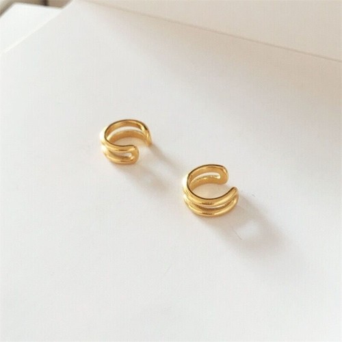 Woman 18K Gold Plated Stainless Steel Earring Ear Cuff Cartilage Non Pierced - Picture 2 of 3