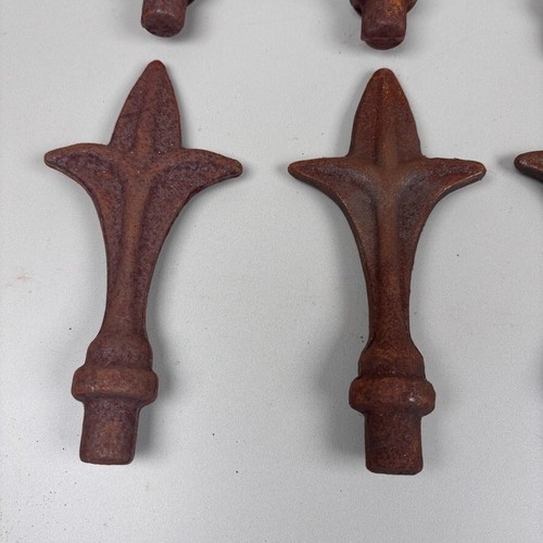 ANTIQUE CAST IRON RAILING FINIALS FLEUR DE LYS X8 FENCE ARCHITECTURAL SALVAGE - Picture 2 of 7